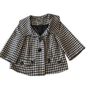 Mac & Jac Womens houndstooth cropped jacket coat trapeze Medium